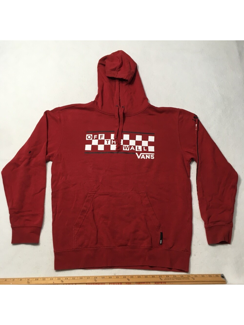 Vans Off The Wall Sweater Mens Red Medium Small Pullover Hoodie Soft